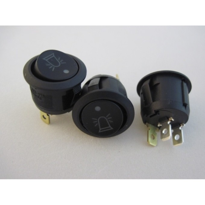 Comutator rotund Pornit/Oprit 12V cu dubla iluminare - Indicator girofar Girofar/LED indicator functionare 